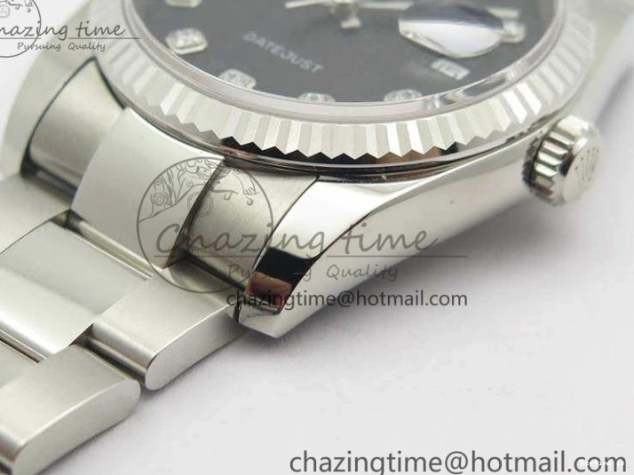 0101 Datejust 116234 36mm DJF 1:1 Best Edition Fluted Bezel Black Com Diam Dial On SS Oyster Bracelet SA Breathable 3523